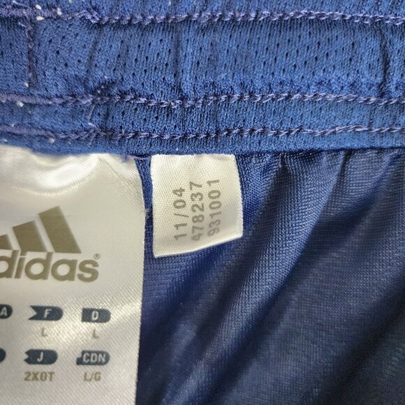 Mens Adidas Blue Athletic Track Pants w/ 3 White Stripes Hi Rise Size L - Picture 9 of 16